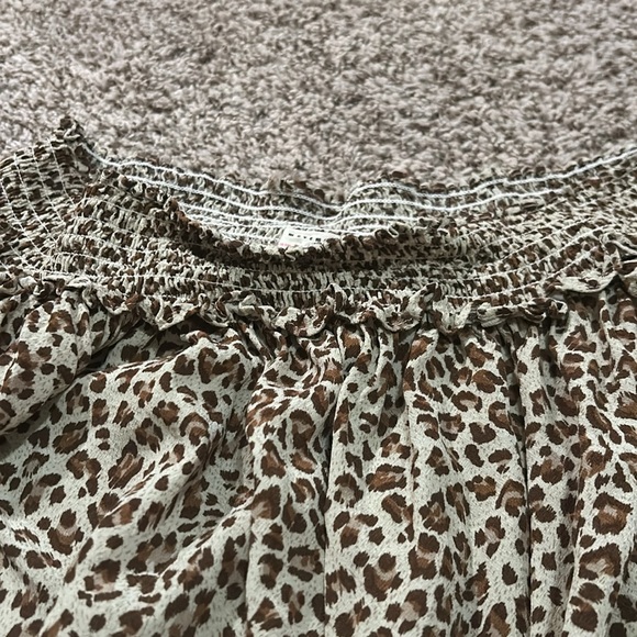 Free People Movement Cheetah Print Smocked Off Shoulder Blouse - Picture 5 of 11